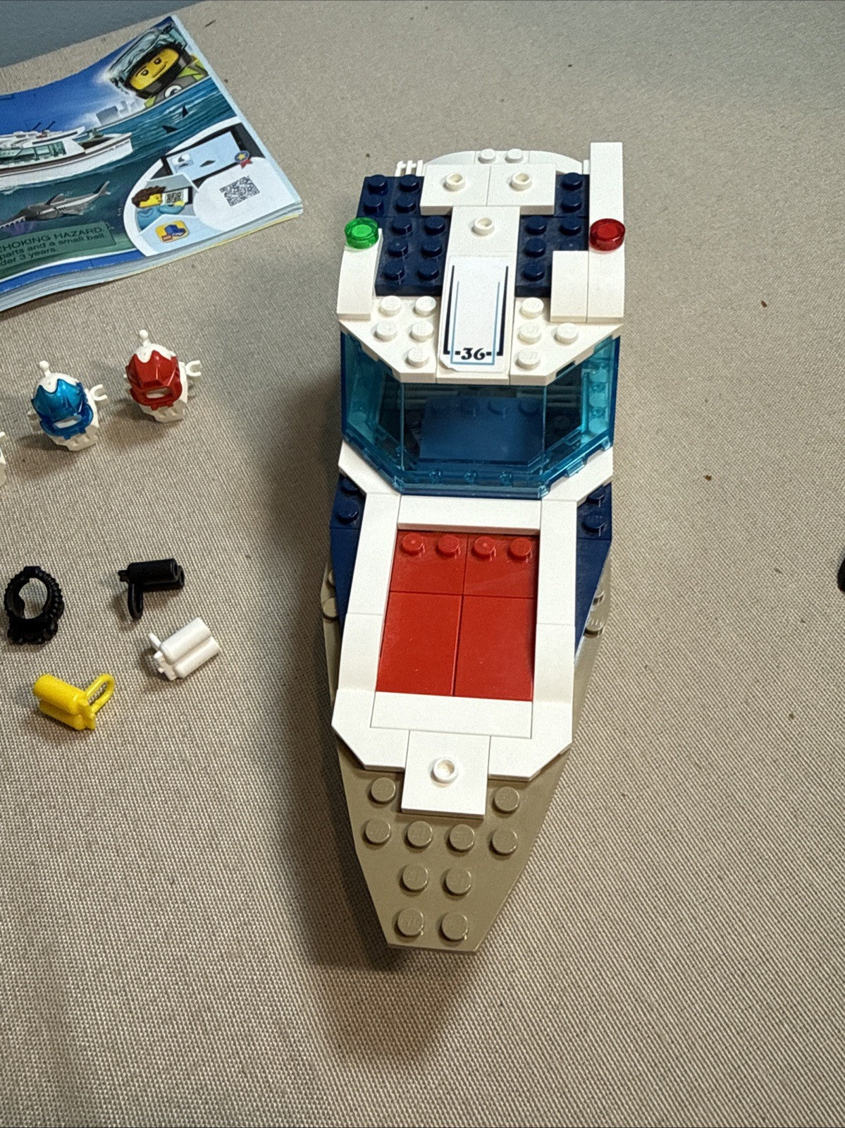 LEGO Deep Sea Lot: 60221 Diving Yacht, 1806, Manuals, 3 Minifigs, 4 Animals