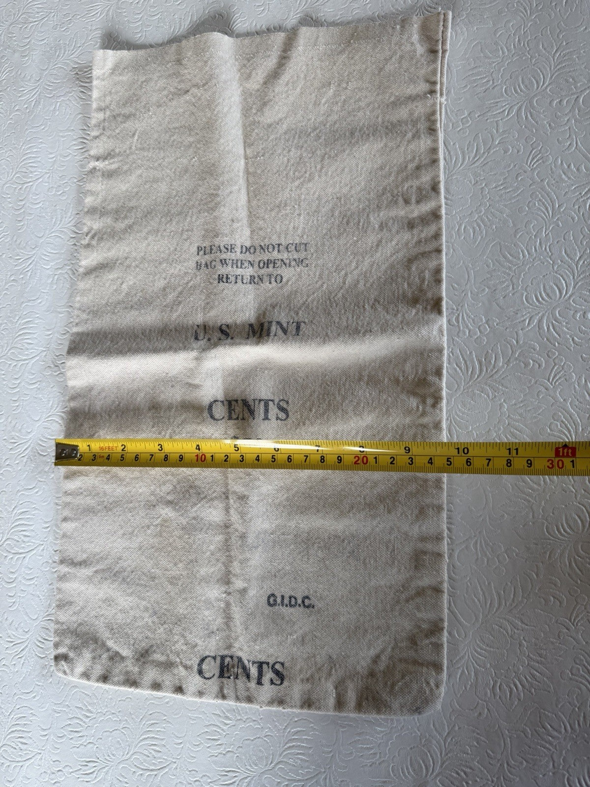 Vintage US Mint Canvas Coin Bags Lot 2 1000 Dimes 50 Cents Money Sacks Treasury