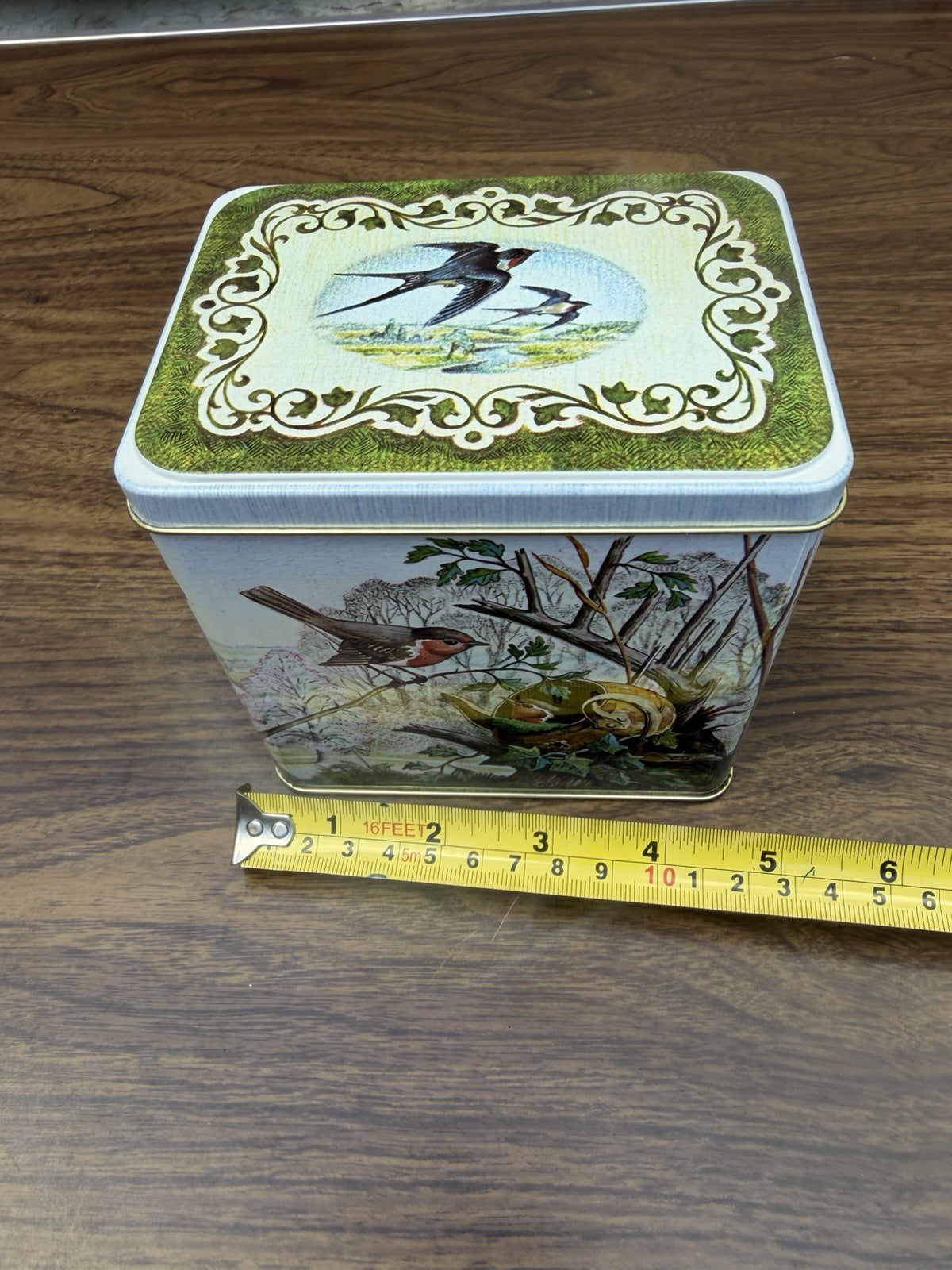 Vintage England Nesting Tin Set Birds Teapot Boot Squirrel 3 Piece Tin Lot