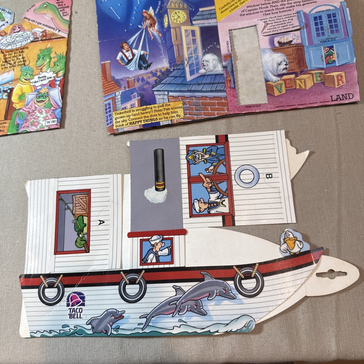Vintage McDonalds Taco Bell Kids Meal Box Lot 10 Barbie Ariel Shaq Looney Toons