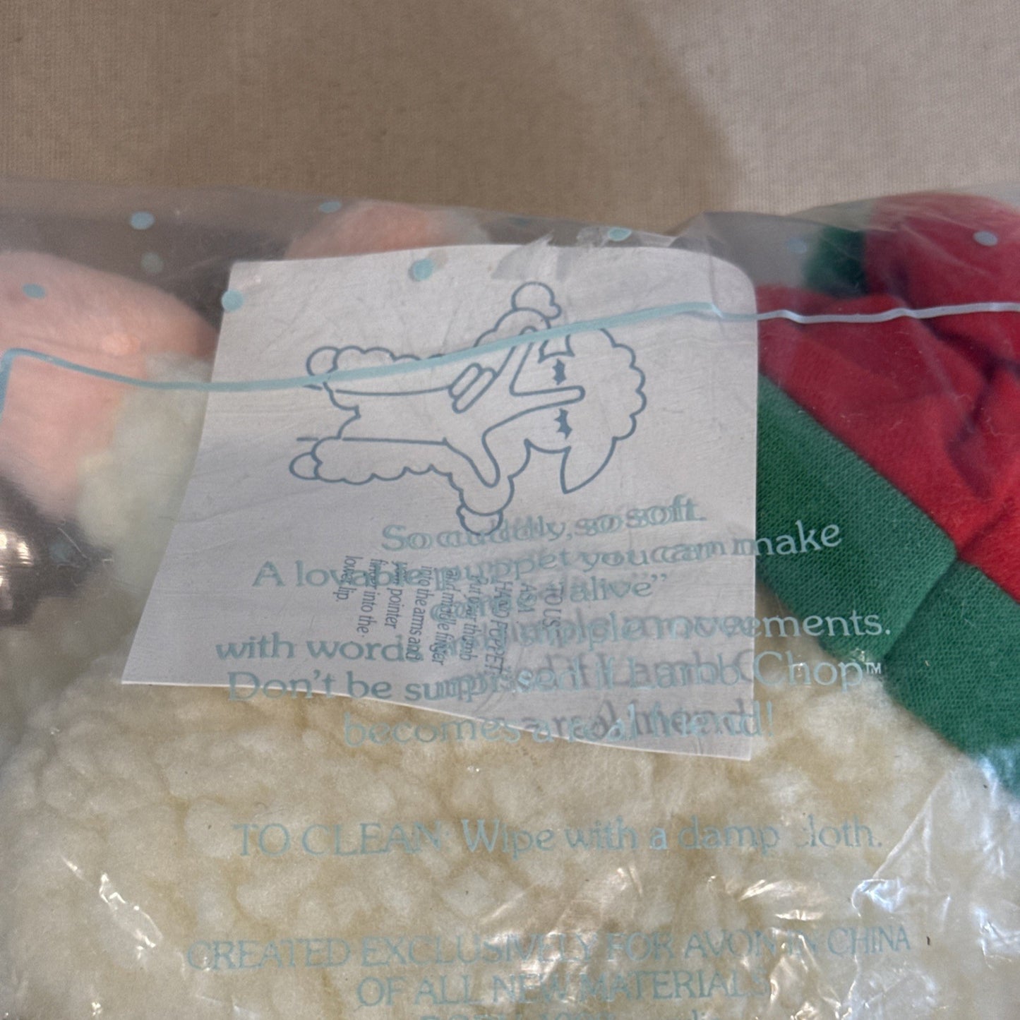 1991 Avon Lamb Chop Plush Hand Puppet Shari Lewis Holiday Vintage