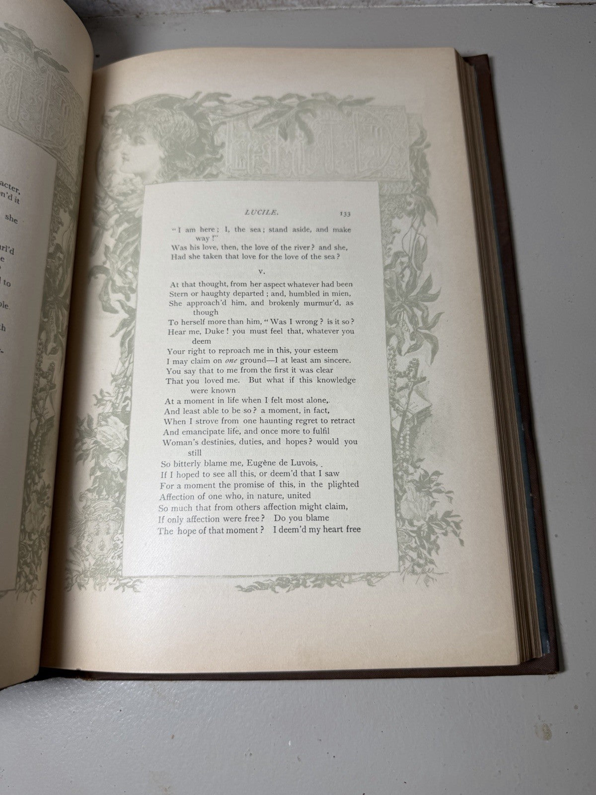 Antique 1889 Lucile Owen Meredith Illustrated Hardcover Poetry Book Stokes