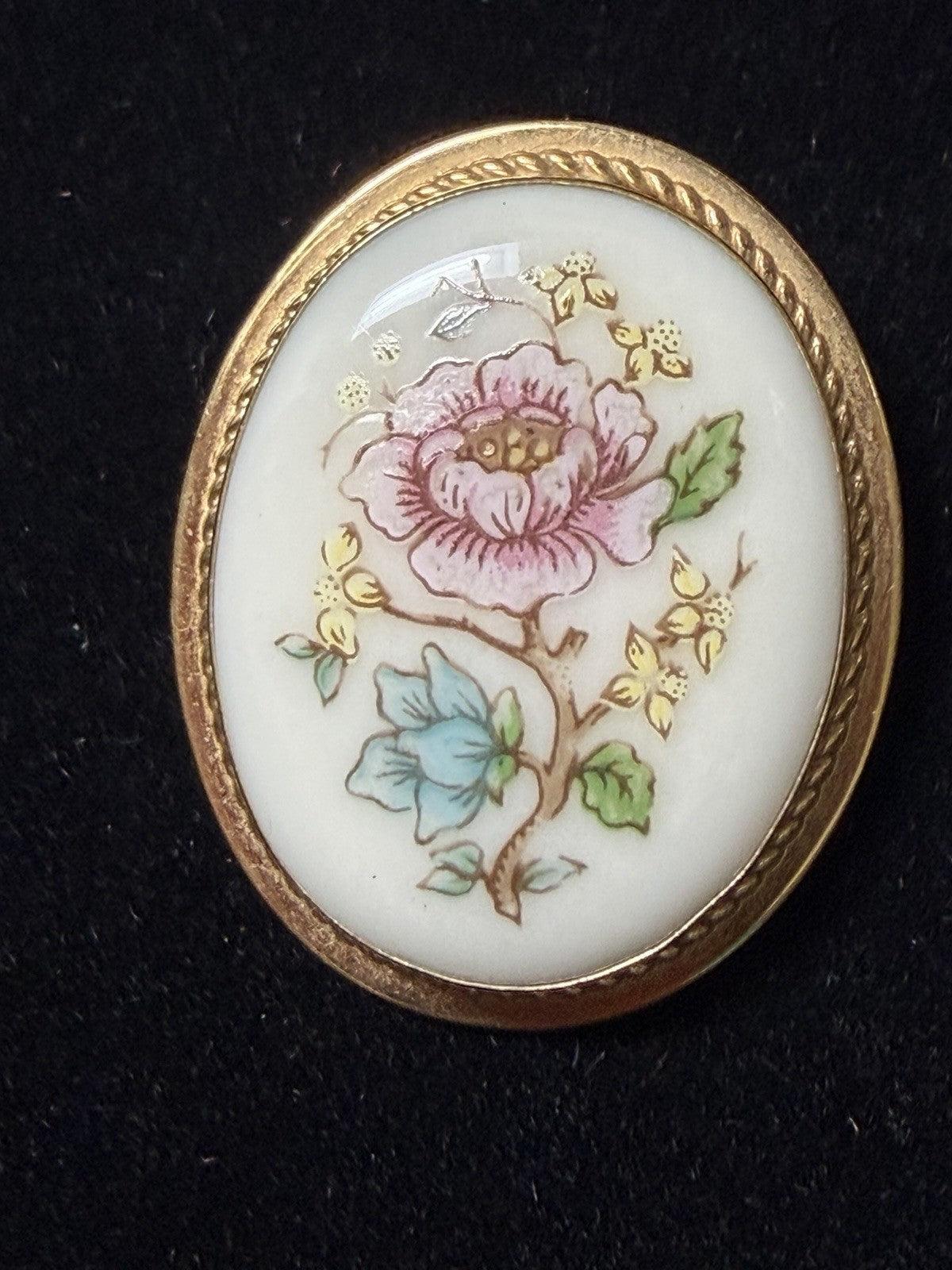 Vintage Lenox China Floral Brooch Pin Cuff Bracelet Matching Set Original Box