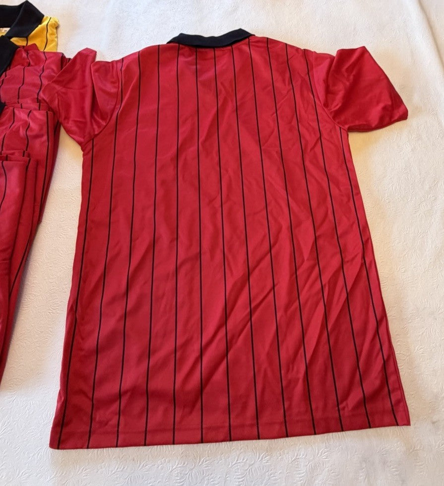 8 Pack High 5 Sportswear Referee Jerseys Red Yellow Striped Polo Shirts M, L, XL