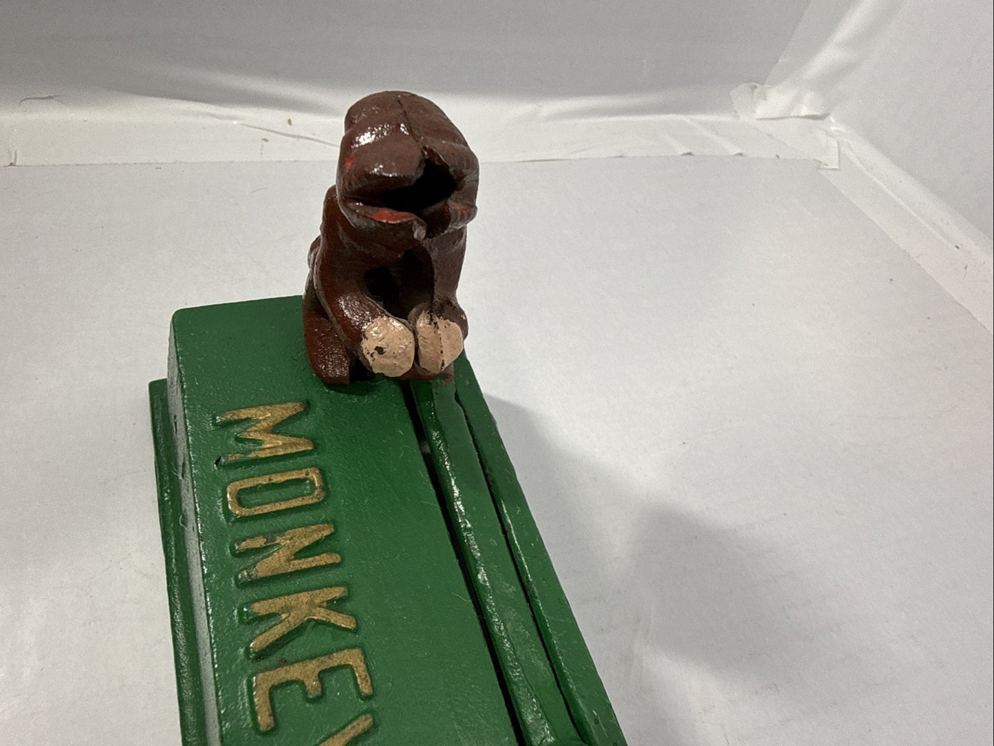 Vintage Cast Iron Mechanical Monkey Bank Organ Grinder Original Paint Very Clean