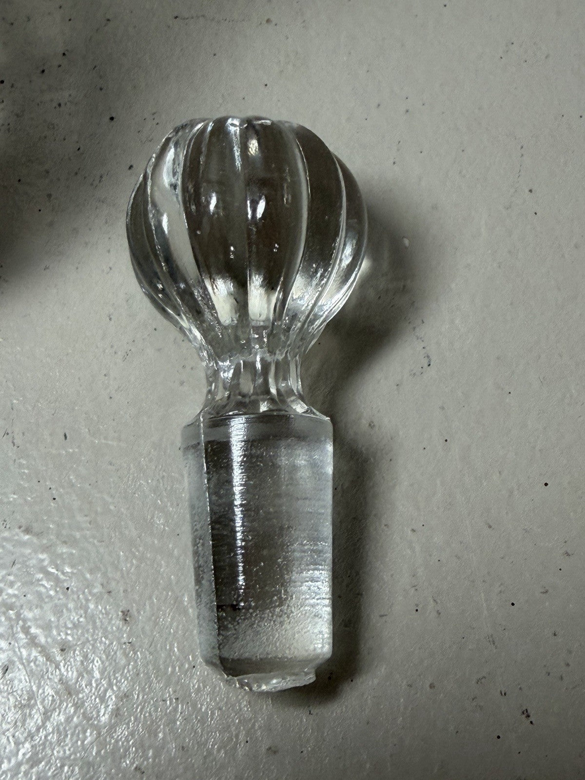 Vintage Cut Glass Cruet Bottle Stopper Paneled Block Pattern 6.5" Decanter