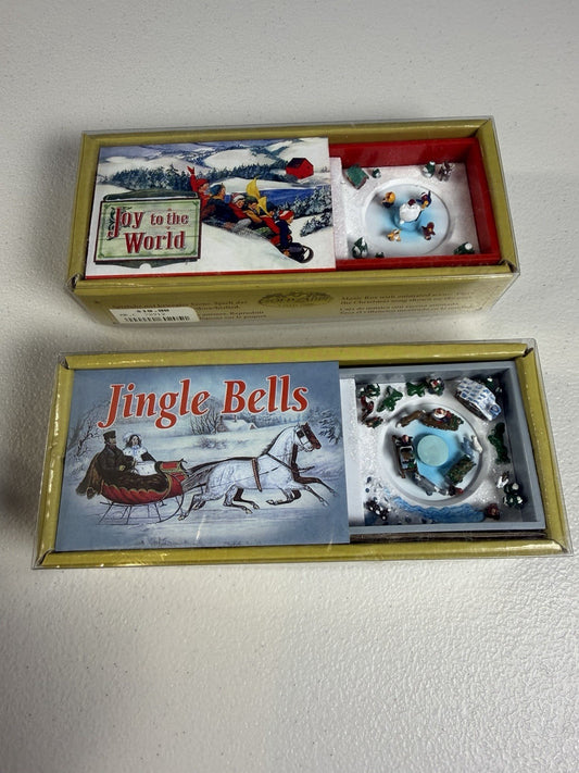 Vintage 2004 Mr Christmas Gold Label Animated Musical Boxes Lot of 2 Unused NIB