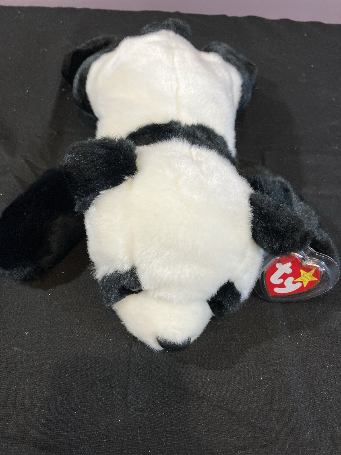Vintage Ty Beanie Baby Peking Panda 1998 Plush Lying Down Stuffed Animal