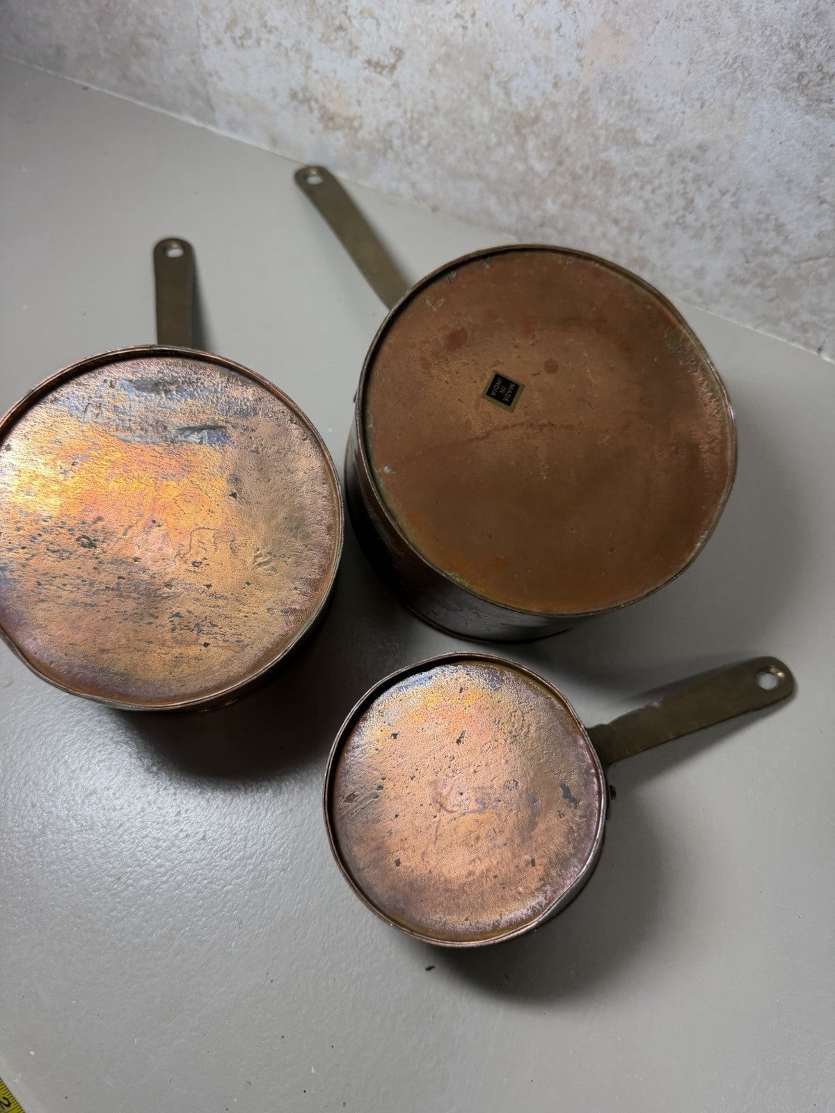 Vintage Copper Cookware Pot Pan Mixing Bowl Measuring Cup Ladle Skimmer Kitchen