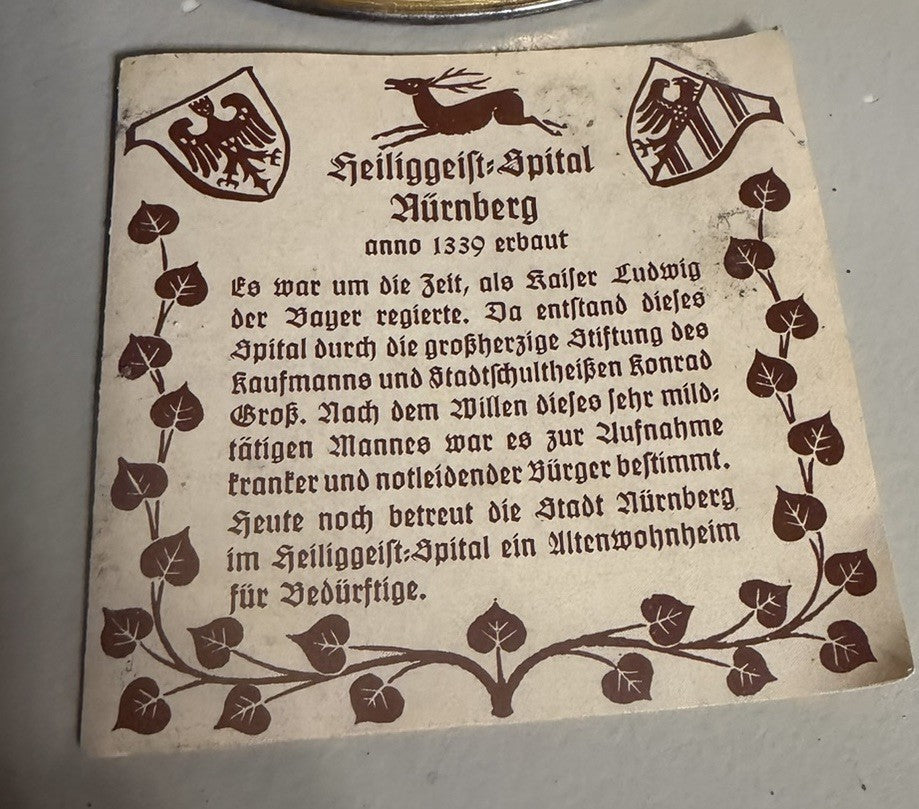Vintage E Otto Schmidt Nuremberg Lebkuchen Tin 7" with Historical Insert