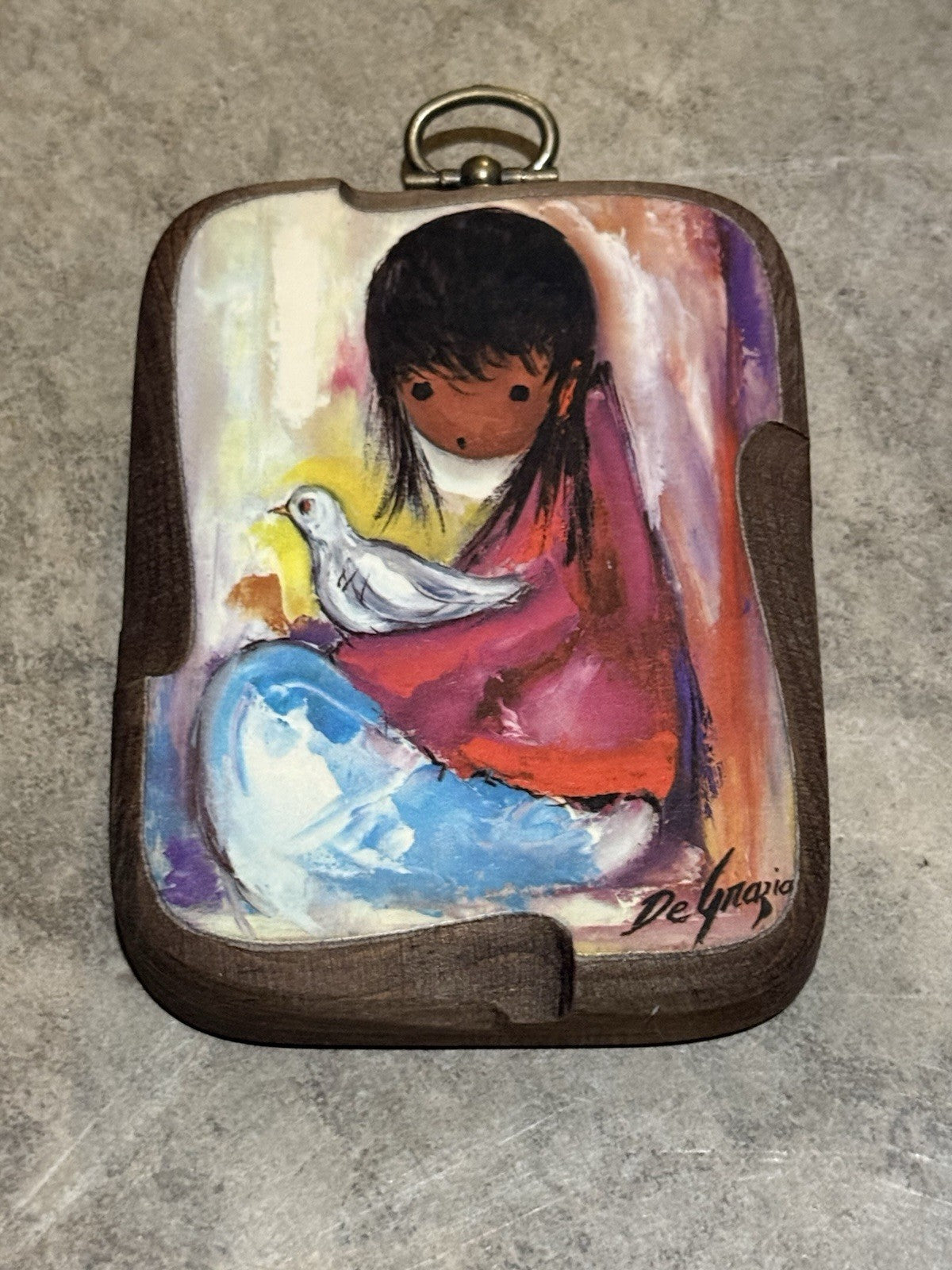 DeGrazia Lot of 2 Artwork Items Southwestern Girl Decor Trinket Dish Plaque