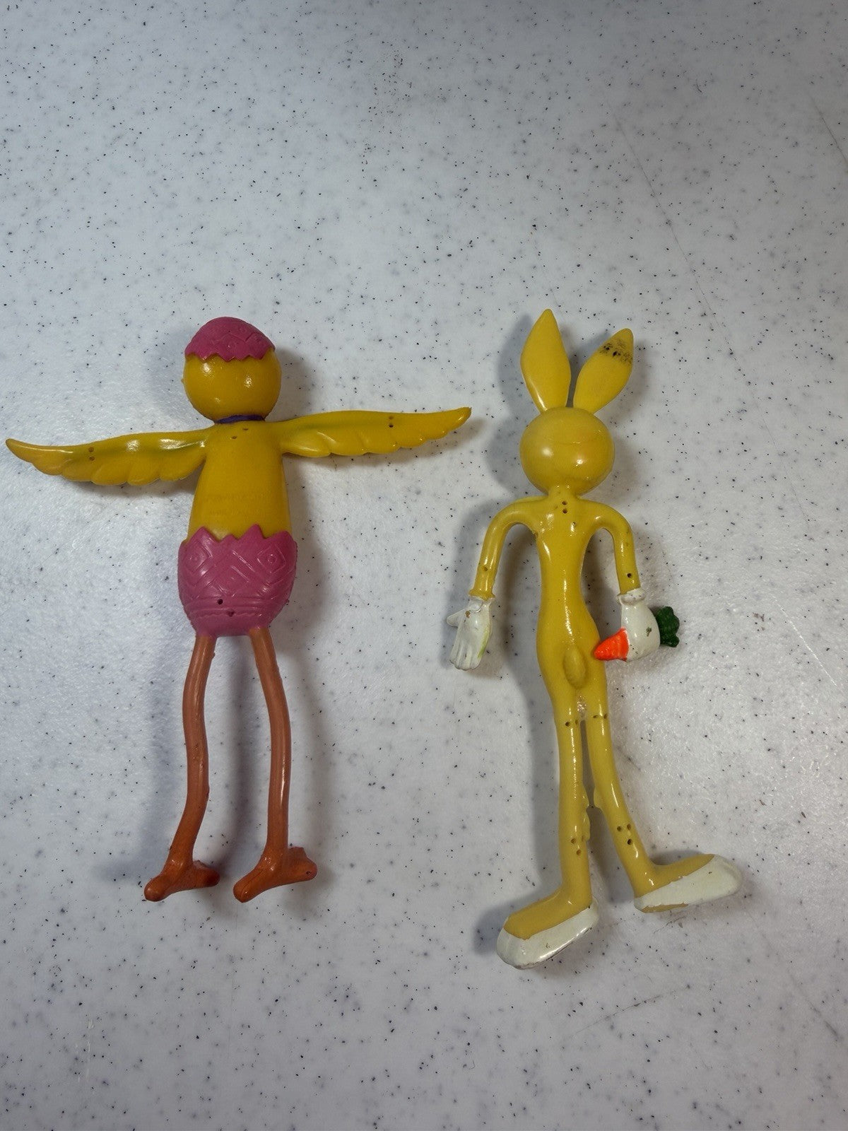 Vintage Bendy Toy Lot 1988 Tak-A-Toy Sealed Baseball & Loose Easter Figures