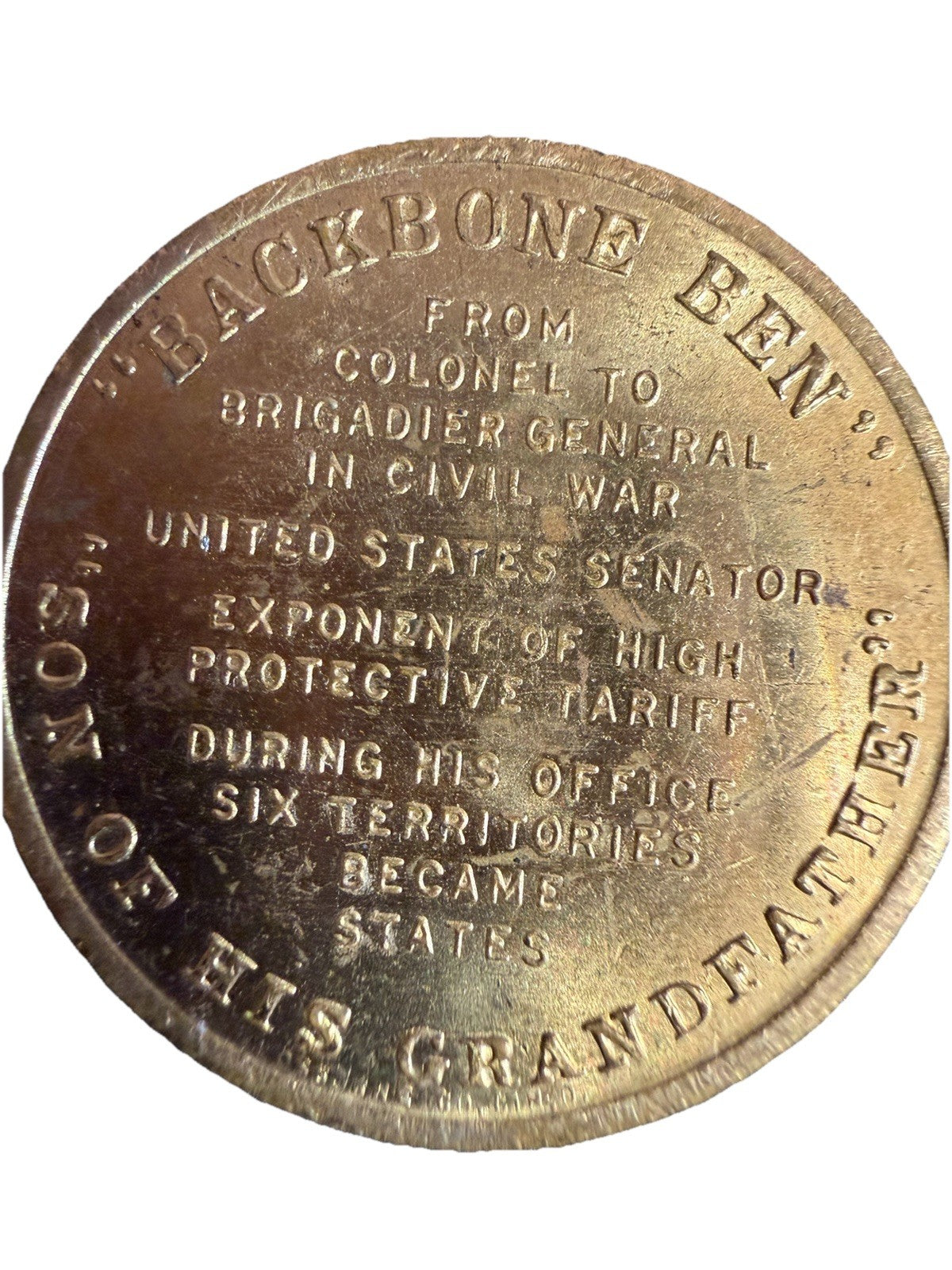 Benjamin Harrison Bronze Token Presidential Civil War Military