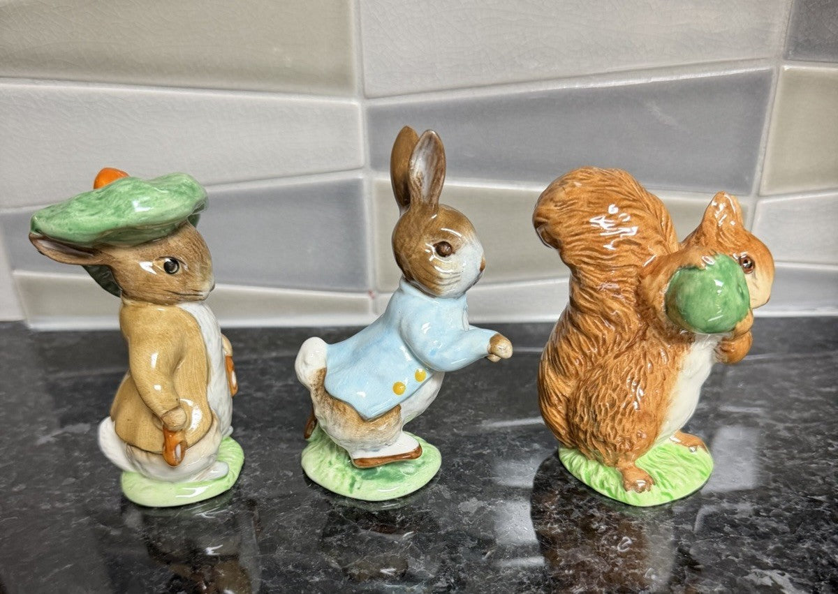 Vintage Beswick Beatrix Potter Figurines Peter Rabbit Benjamin Bunny Squirrel