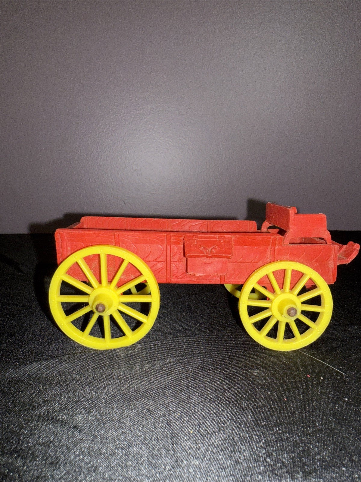 Vintage Auburn Rubber Farm Wagon Toy Red Yellow Wheels