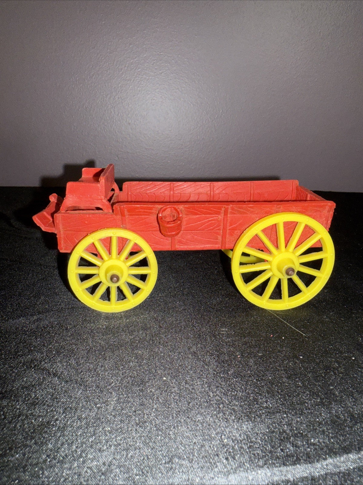 Vintage Auburn Rubber Farm Wagon Toy Red Yellow Wheels