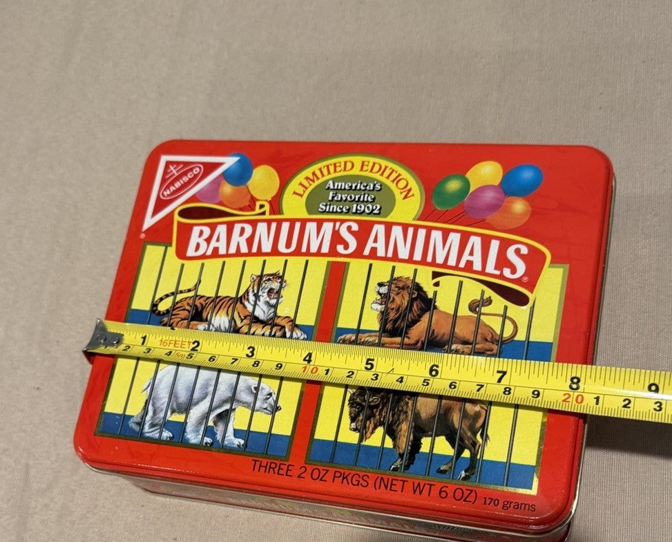 Vintage 1987 Barnums Animals Crackers Metal Tin Nabisco Empty 3 Packs Circus Box