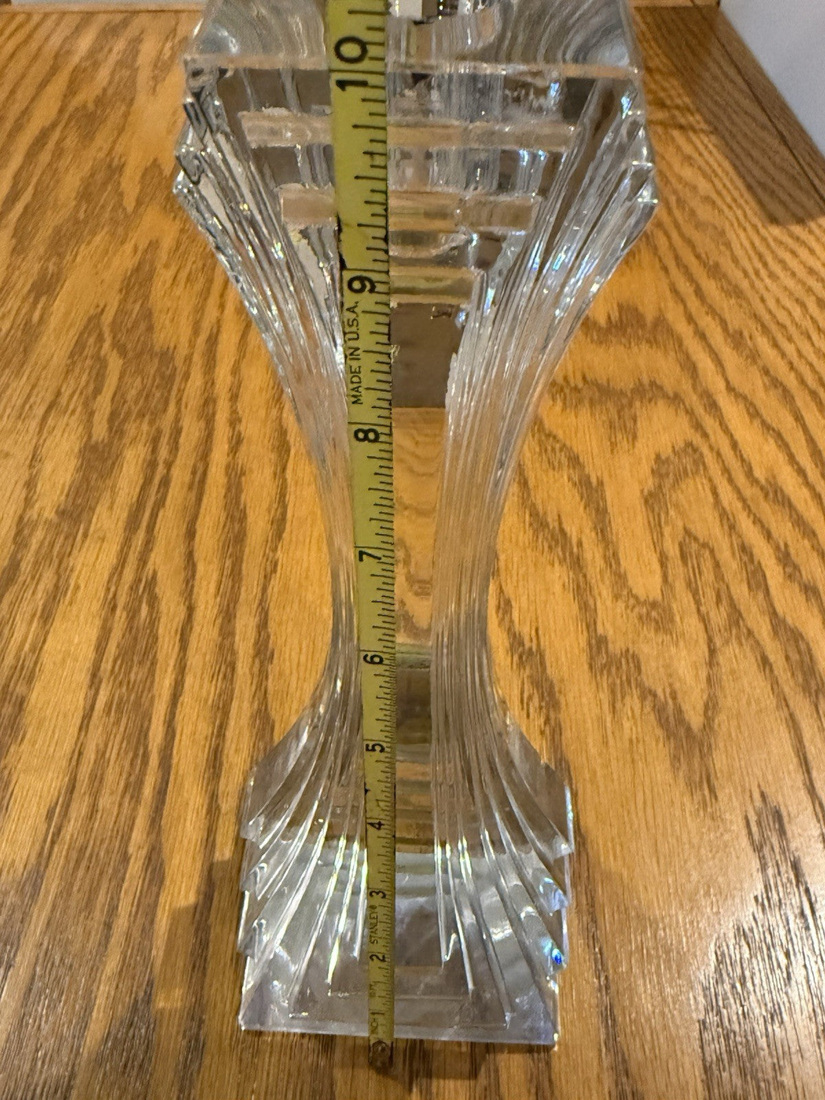 10" Crystal Candlestick Holder Clear Square Base Tall Taper Candle Holder