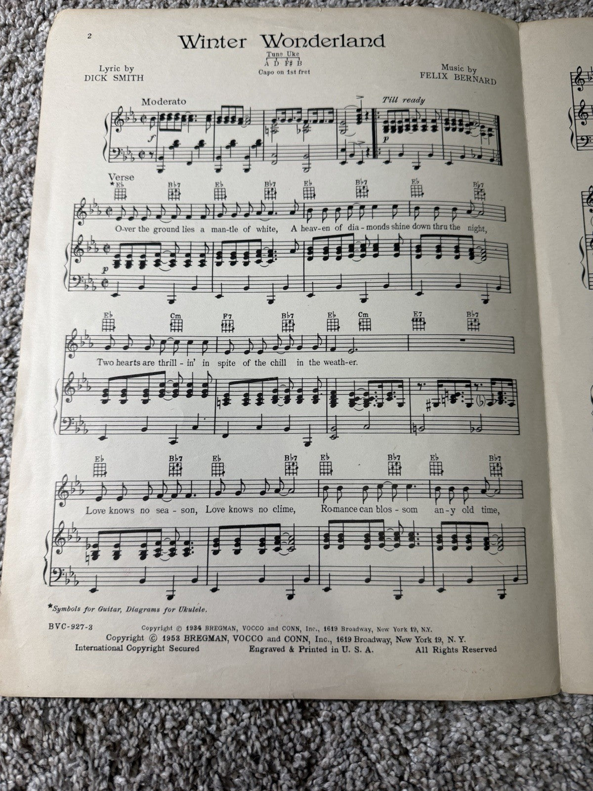 Vintage Piano Sheet Music, 1955 Bach, 1967 Windy, 1953 Winter Wonderland