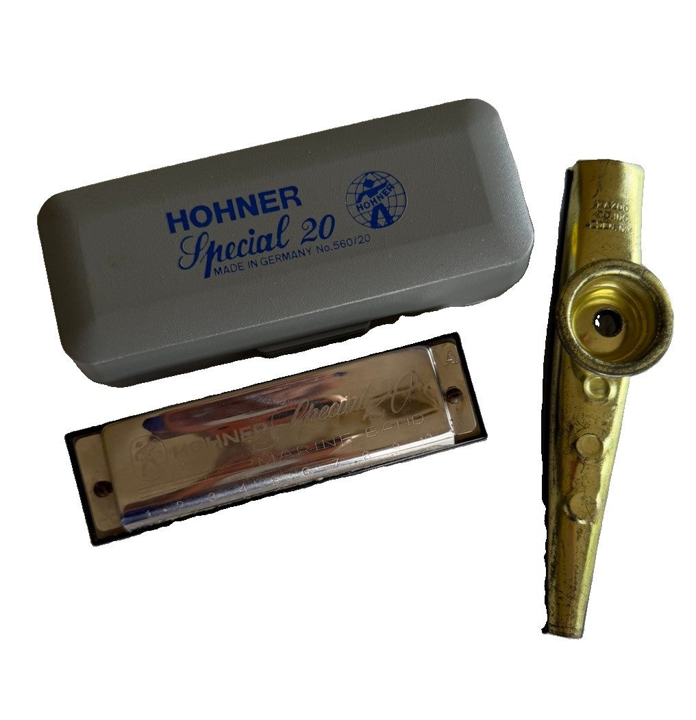 Vintage Hohner Special 20 Marine Band Harmonica Key A Case Germany Plus Kazoo