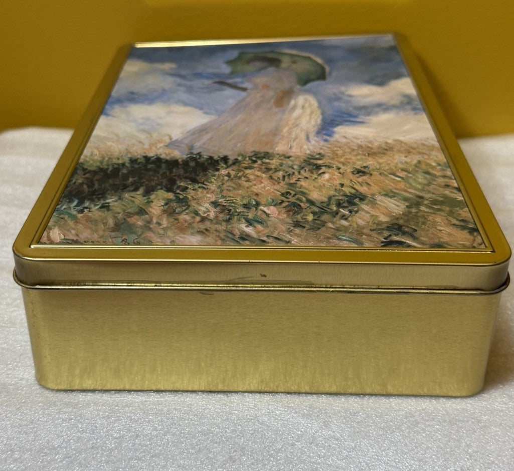 Vintage Stollwerck Claude Monet Woman With Parasol Chocolate Tin Germany Art Box