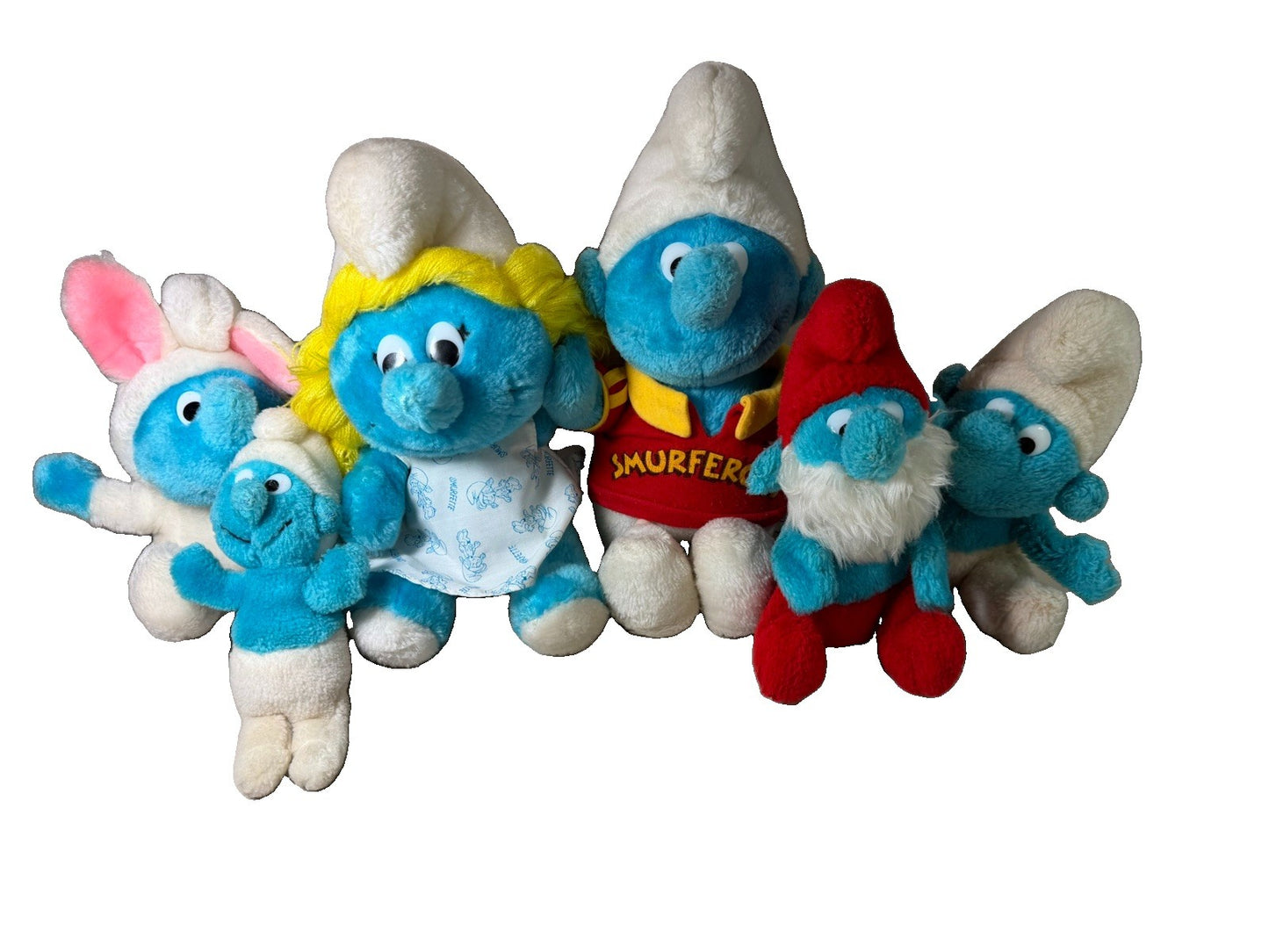 Vintage Smurfs Plush Toys Wallace Berrie 1981 Smurfette Papa Smurf Lot of 6