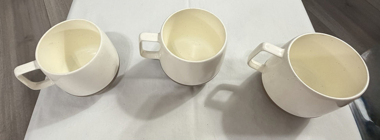 Vintage 1970s Dinex Thermos Insulated Coffee Mugs, Lot of 3, Brown White, Retro