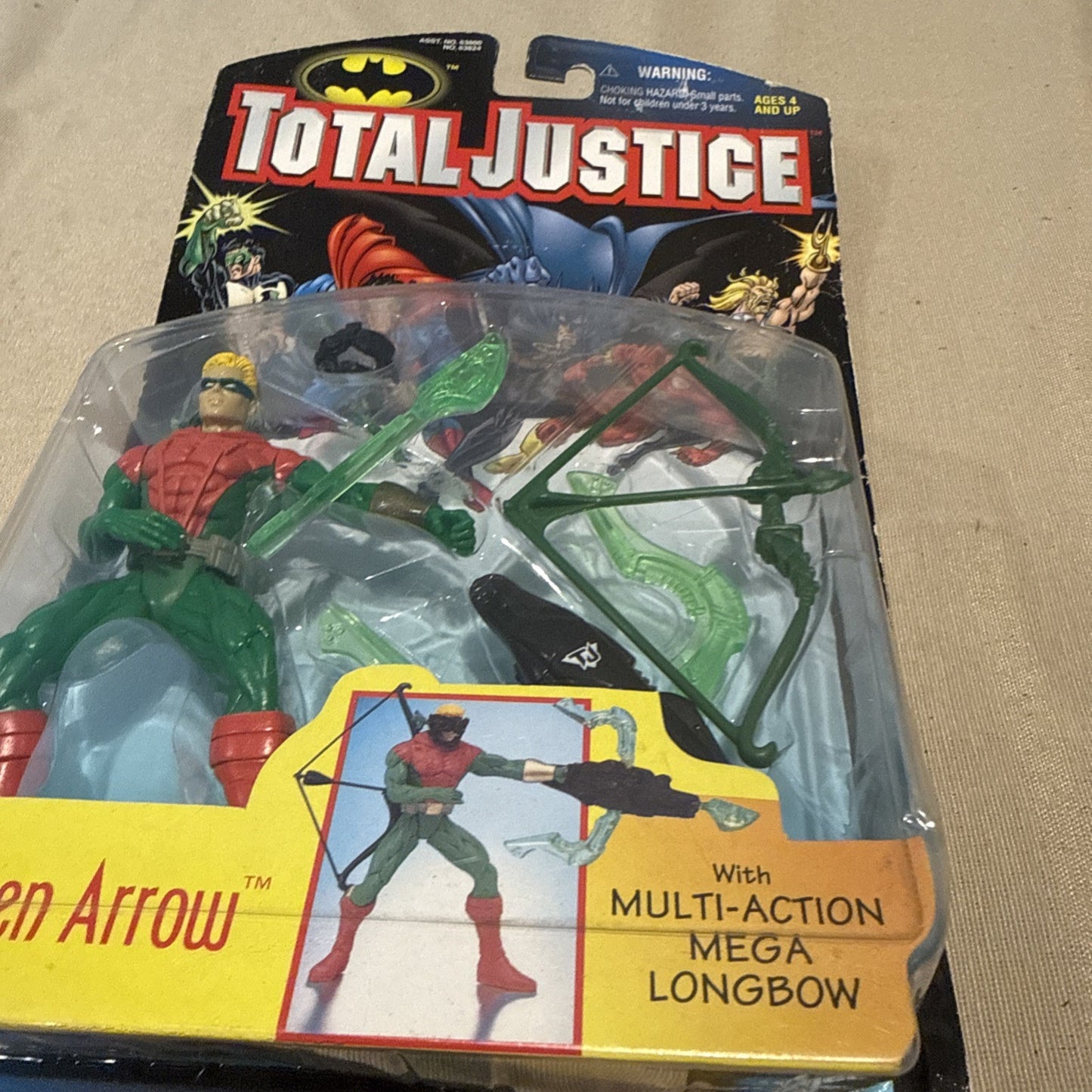 DC Comics Total Justice Green Arrow Figure Kenner Mega Longbow 1996 Sealed
