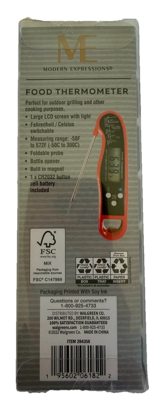 Digital Instant Read Cooking Thermometer BBQ Grill Oven Kitchen New In Box