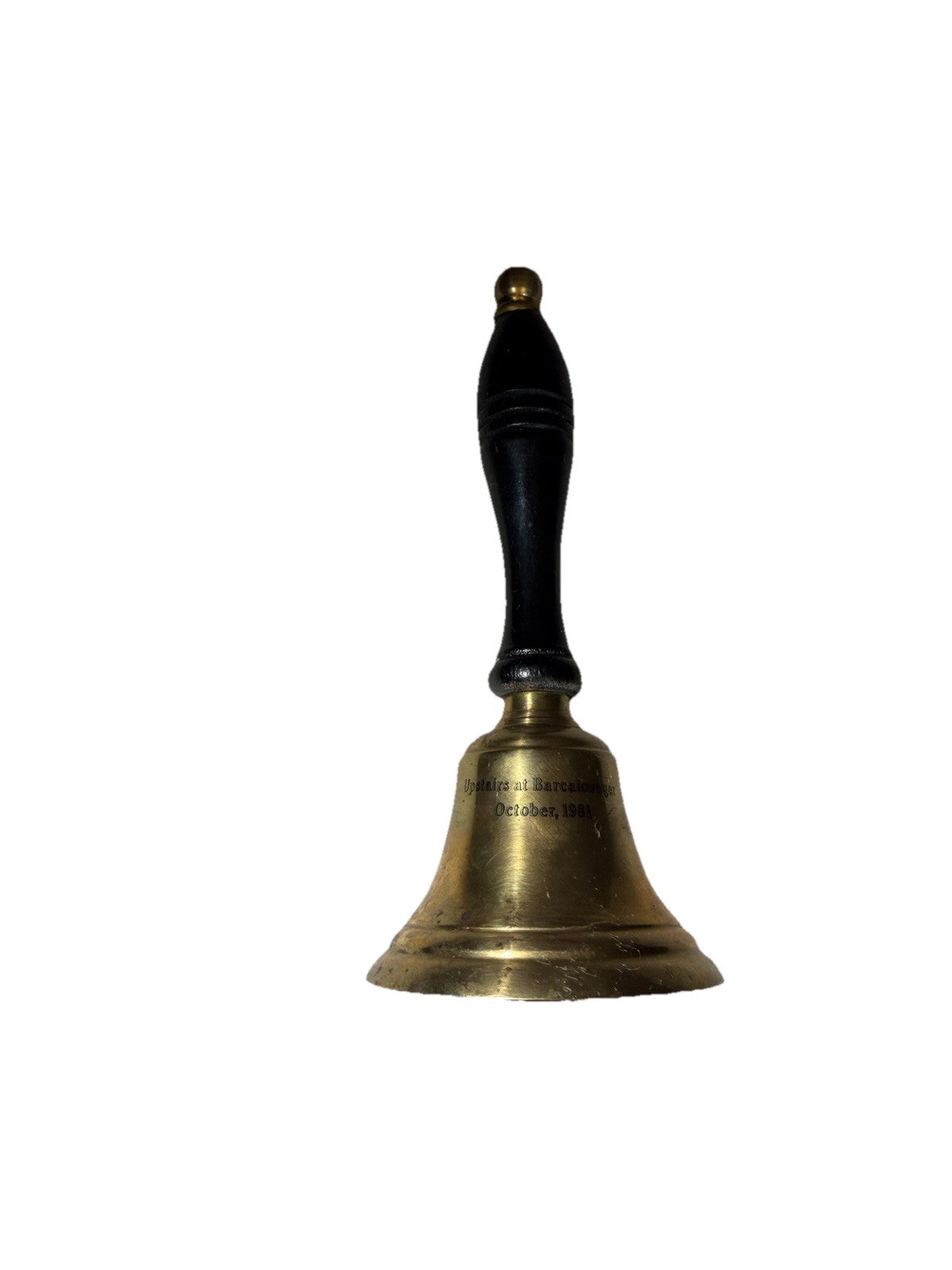Vintage Brass Bell Wooden Handle 1981 Upstairs At Barca Lounger