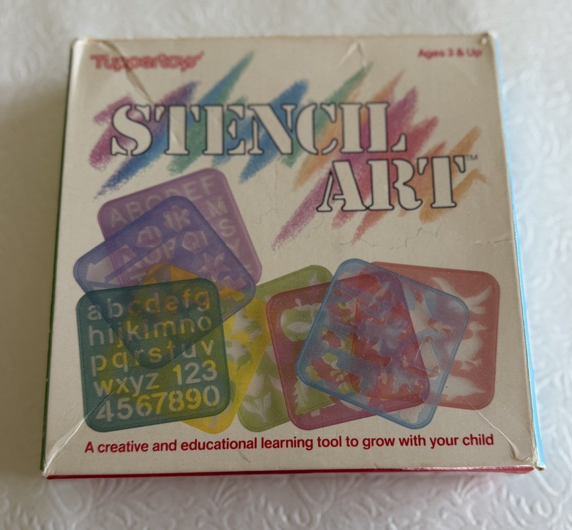 Vintage Tuppertoys Stencil Art Plastic Template Set Boxed Tupperware Creative