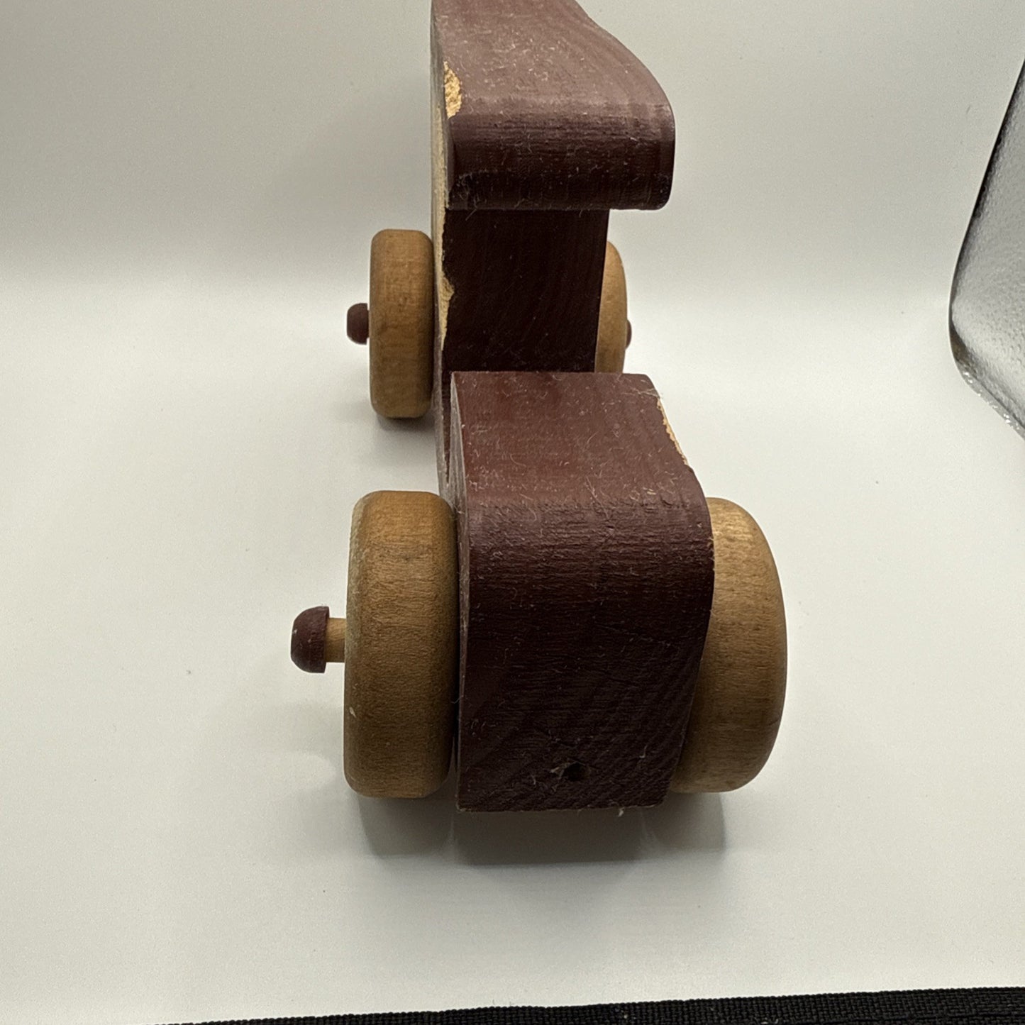 Vintage 1988 Wooden Toy Ice Cream Truck Handcrafted Rolling Wheels 8"