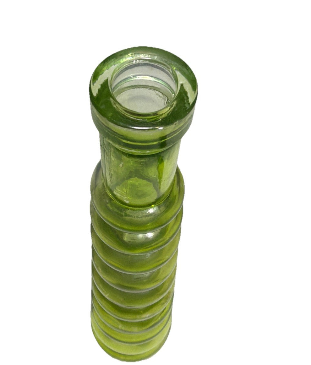 Vintage MCM Green Glass Beehive Bubble Vase 12" Mid Century