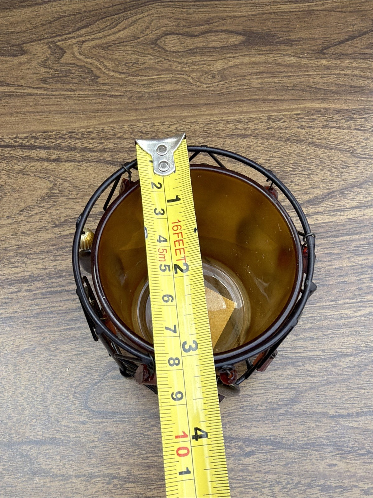 Amber Glass Votive Candle Holder Art Deco 3.5" Decorative