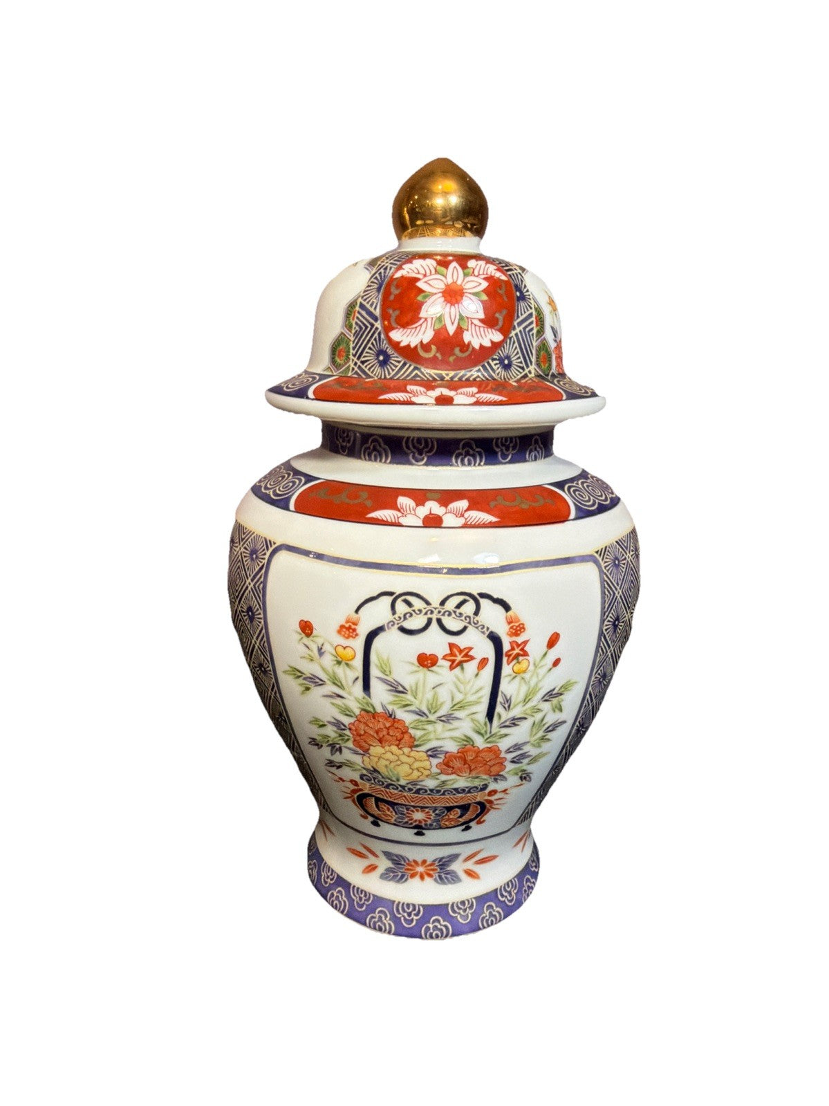 Toyo Ko Imari Ginger Jar Porcelain Floral Japan Decorative 8"
