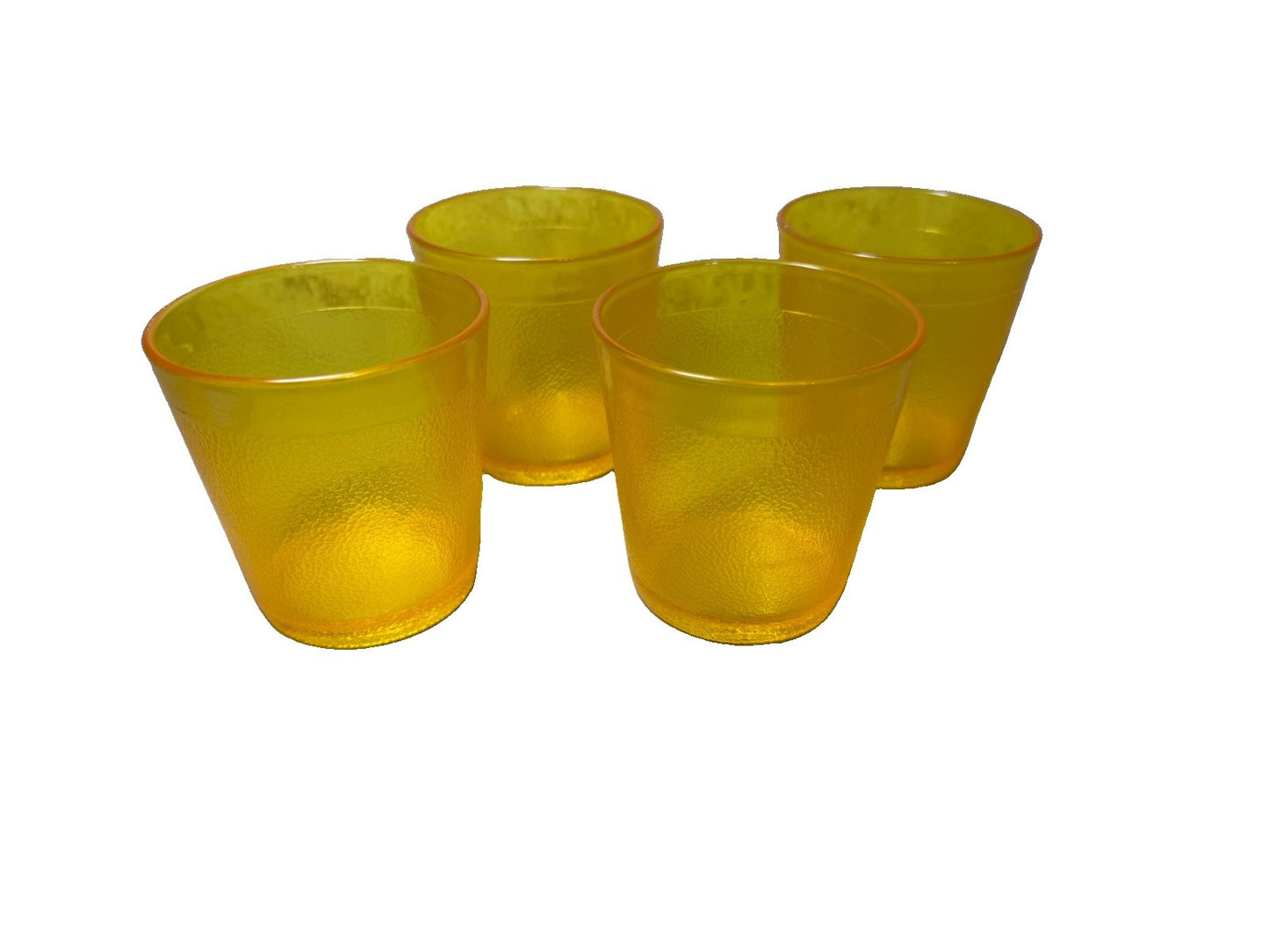 Vintage Texan Plastics Amber Yellow Tumblers Set 4 Textured Cups 319 MCM