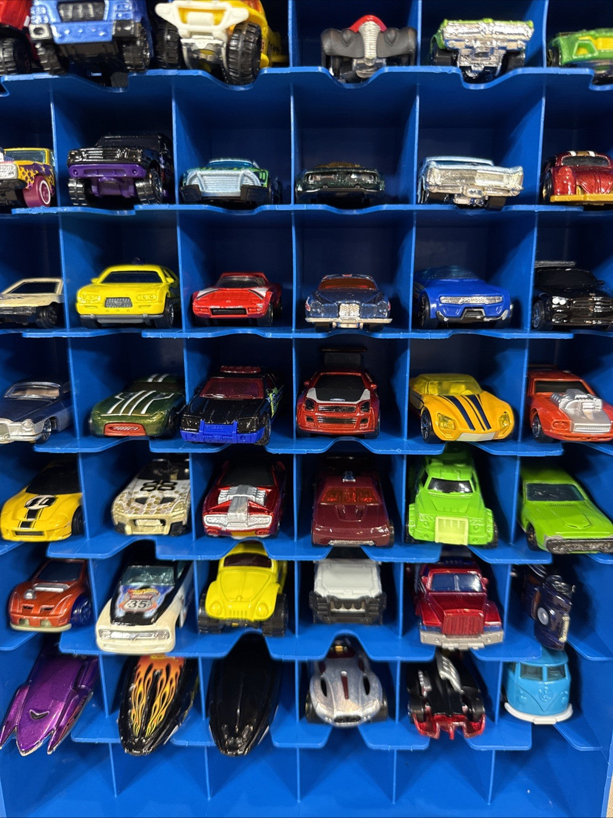 Vintage 1998 Hot Wheels 48 Car Blue Collector Case with 43 Diecast Cars 2000s