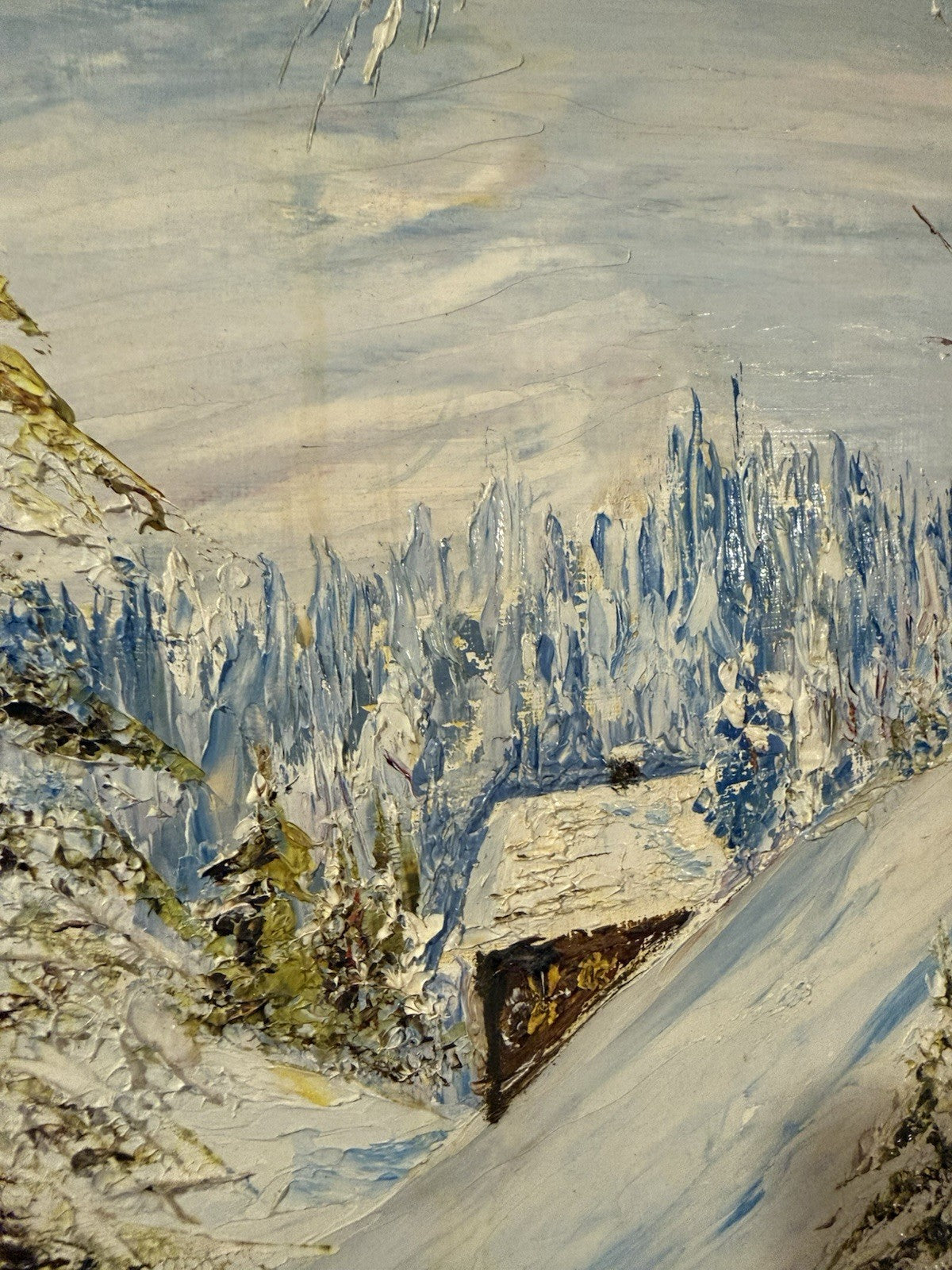 Vintage Ventura Hand Painted Oil Painting, Winter Landscape, 1969, Framed