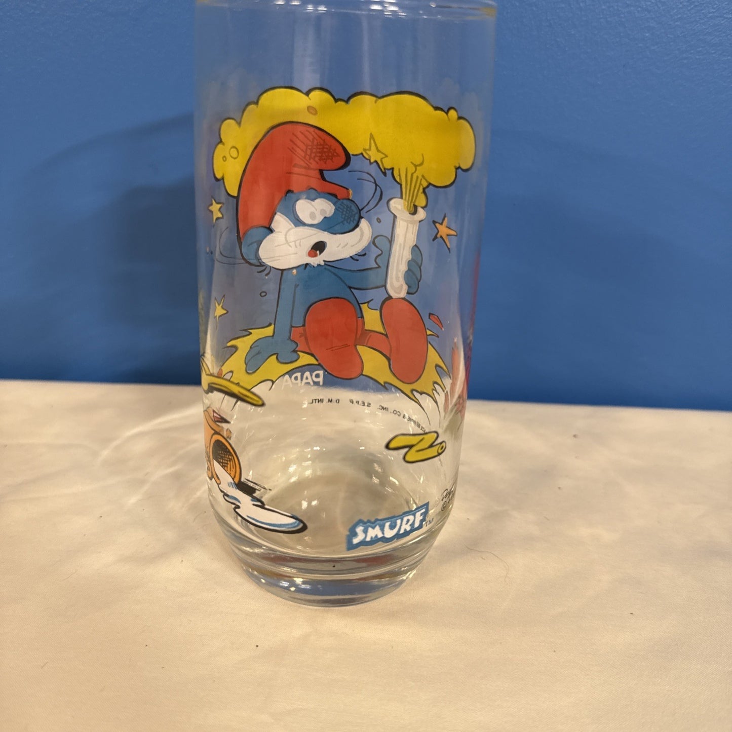 Vintage 1982 Smurfs Peyo Wallace Berrie Collectible Drinking Glasses Set of 7