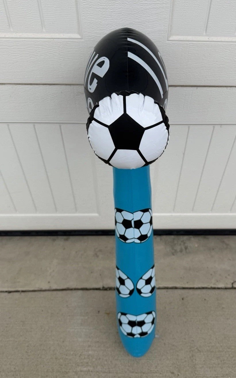 Inflatable Light Blue Soccer Hammer Squeaker Blow Up Toy 32"Novelty Party Favor