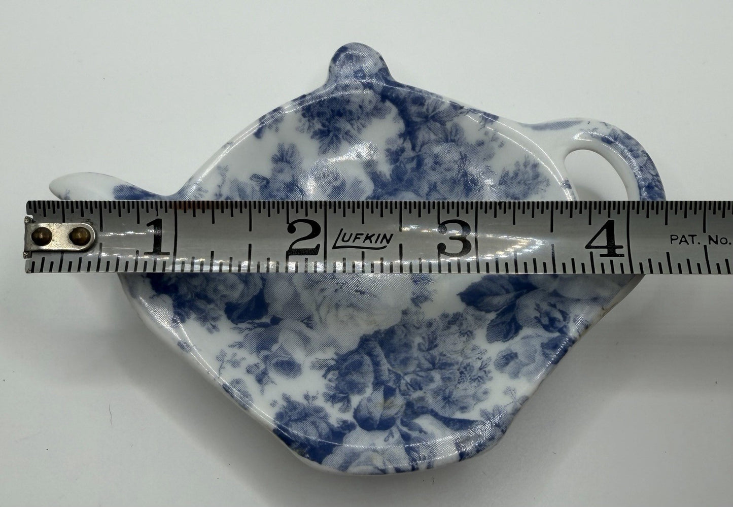 Vintage Herman Dodge Tea Bag Holder Teapot Palm Tree Olde World Blue White Set 2
