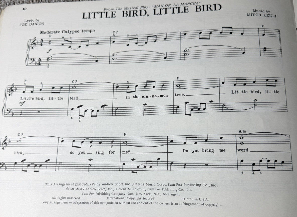 West Side Story Piano Arrangements 1960 Man Of La Mancha 1966