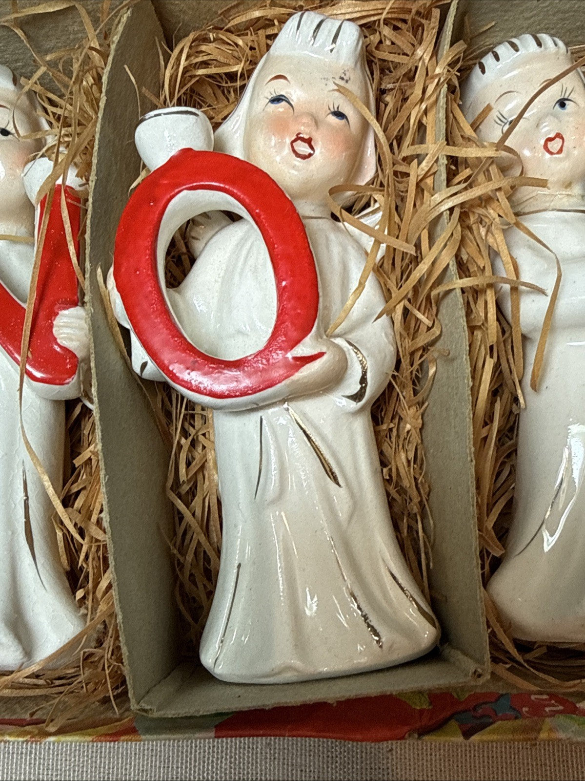 Vintage Noel Choir Angel Candle Holders Commodore Japan Hand Painted Christmas