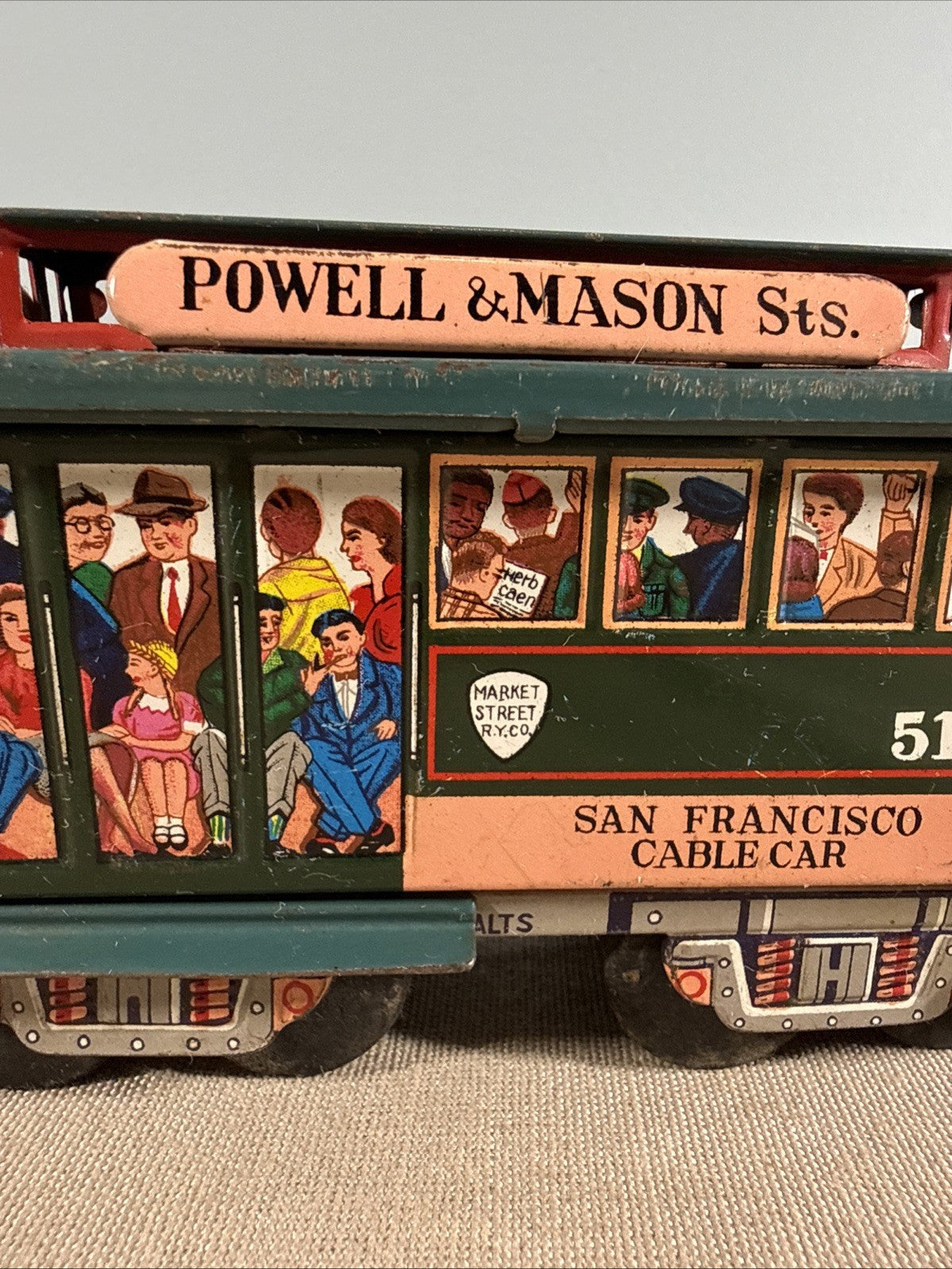 Powell & Mason st Tin Toy street cable Car San Francisco 514 Friction Toy Works