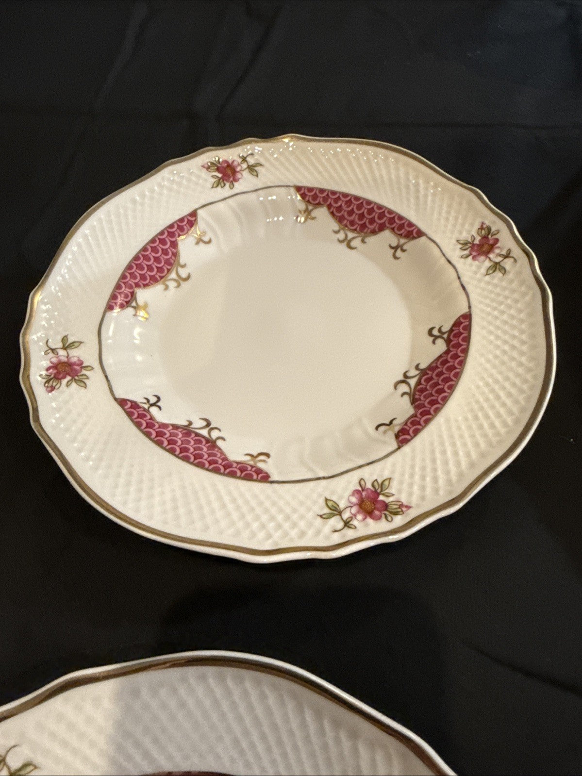 Hollóházi Henriett Pattern Cake Plate Set of 6 w/Matching Serving Tray Hungary