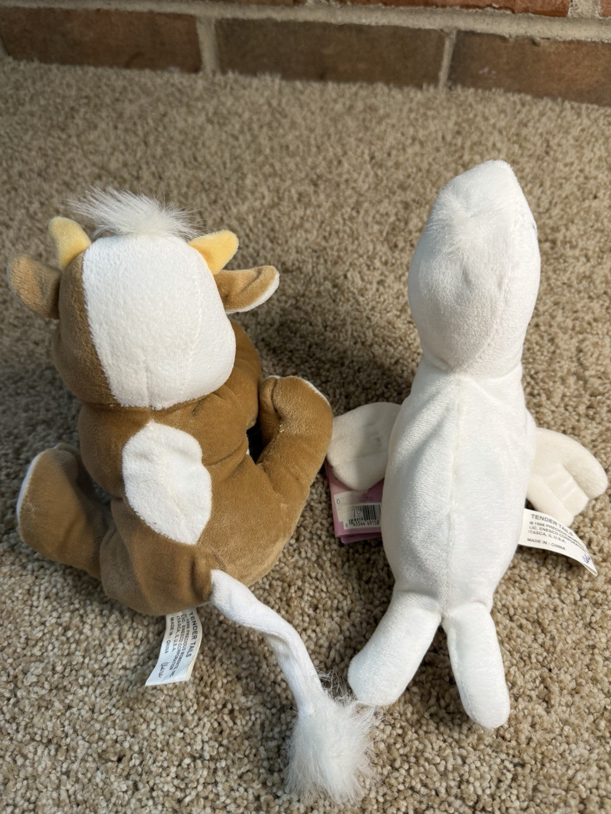 Precious Moments Tender Tails Cow Harp Seal Plush Bean Bag Animals Lot of 2