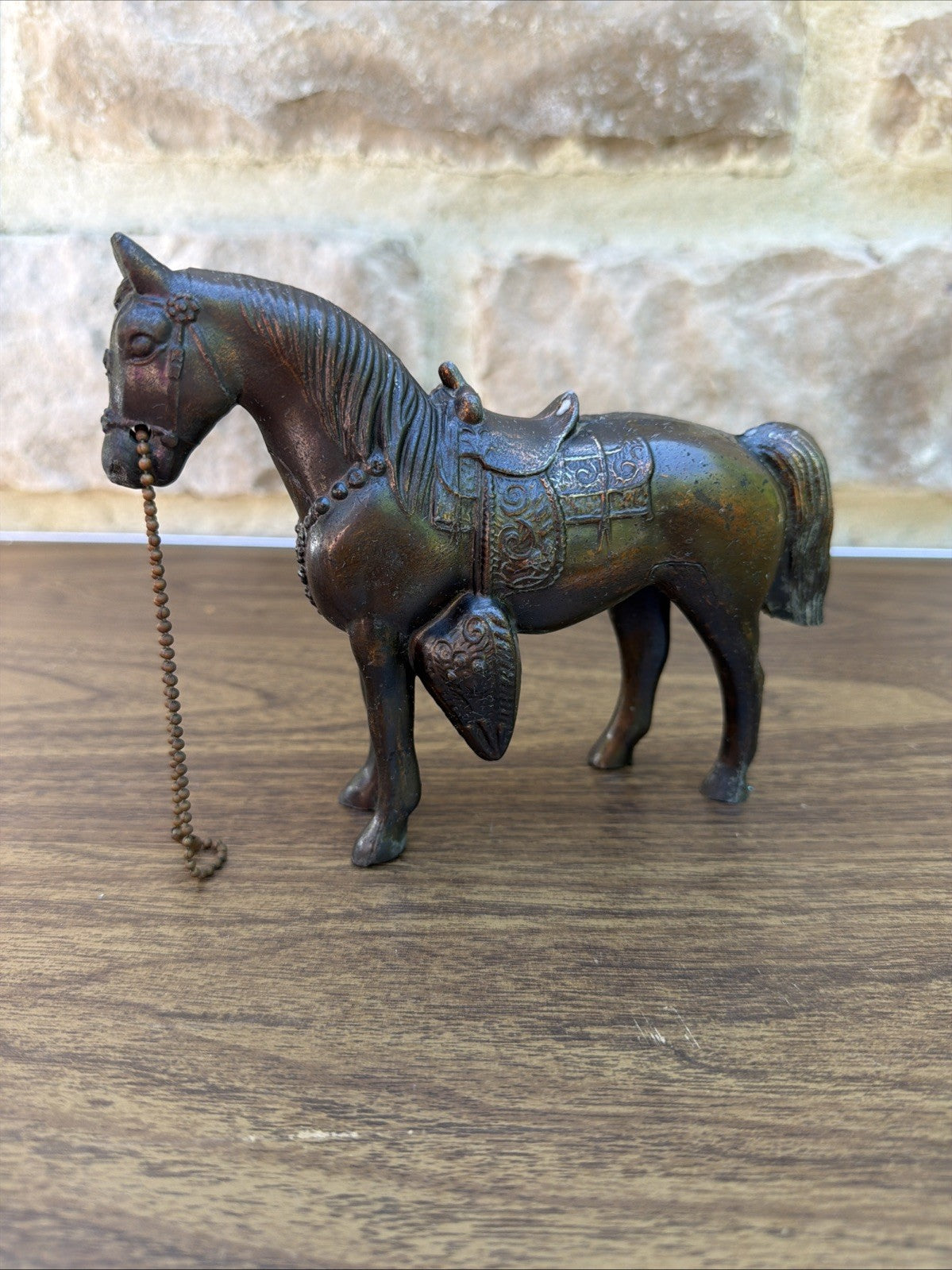 Vintage Bronze Horse with Saddle 4.25” Tall Western Theme 1950’s