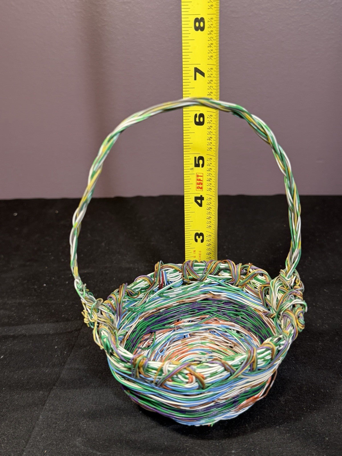 Bohemian Wire Basket Multicolor Decorative Handmade 6.5"