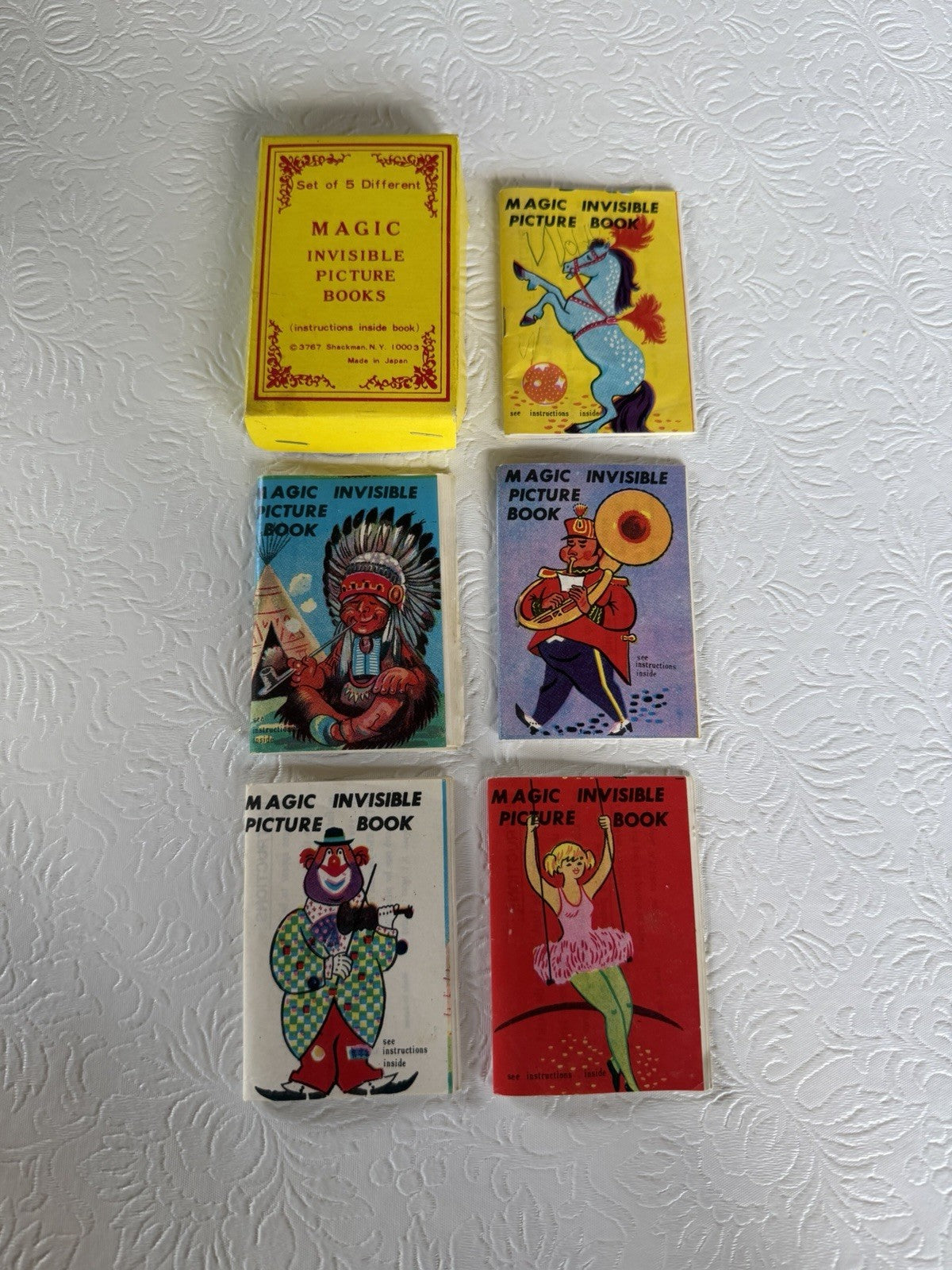 Vintage Shackman Magic Invisible Picture Books Circus Carnival Japan Lot of 5