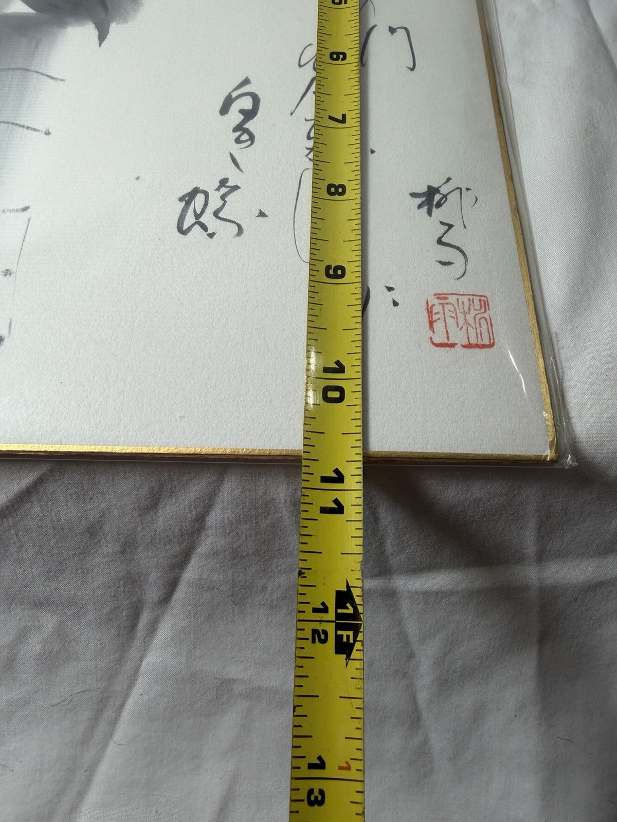 Vintage Japanese Peony Painting Shikishi Board Sumi-e Floral Art
